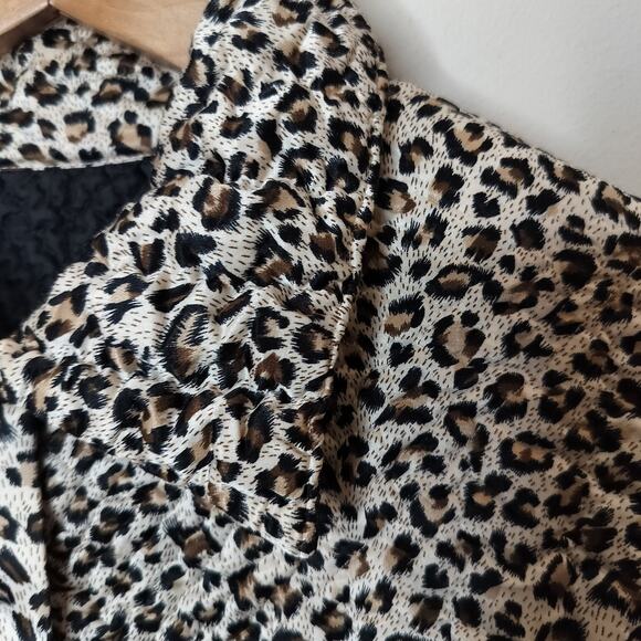 UBU Reversible Crinkle Zip Up Jacket Leopard Black - Picture 8 of 14